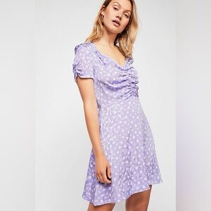 Free People Bond Street Mini Dress Lilac Floral Sz 12